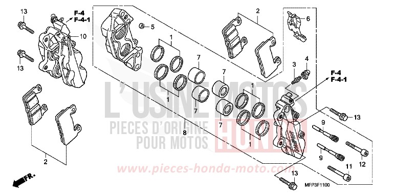 VORDERRAD-BREMSSATTEL von CB1300 Super Bold'or PEARL SUNBEAM WHITE (NHA66KF) von 2009